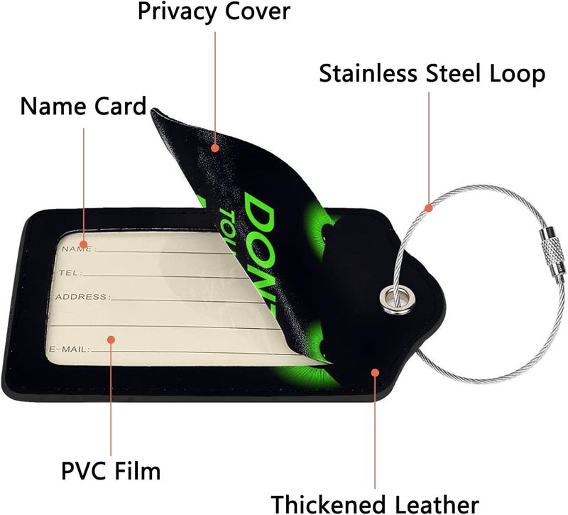 GACCAP 2 Pack Luggage Tags for Suitcase, Privacy Cover ID Label with Stainless Steel and Address Card for Travel Bag Backpack Cruise Ship Essentials Tag Boys Girls Kids - Funny Dont Touch Me - Image 3